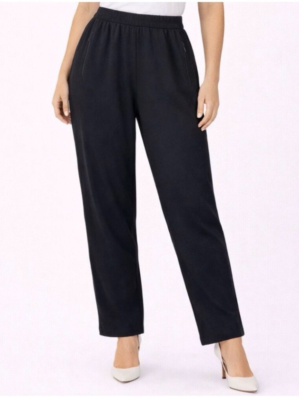 Tory Burch Black Straight-Leg Elastic-Waist Pants